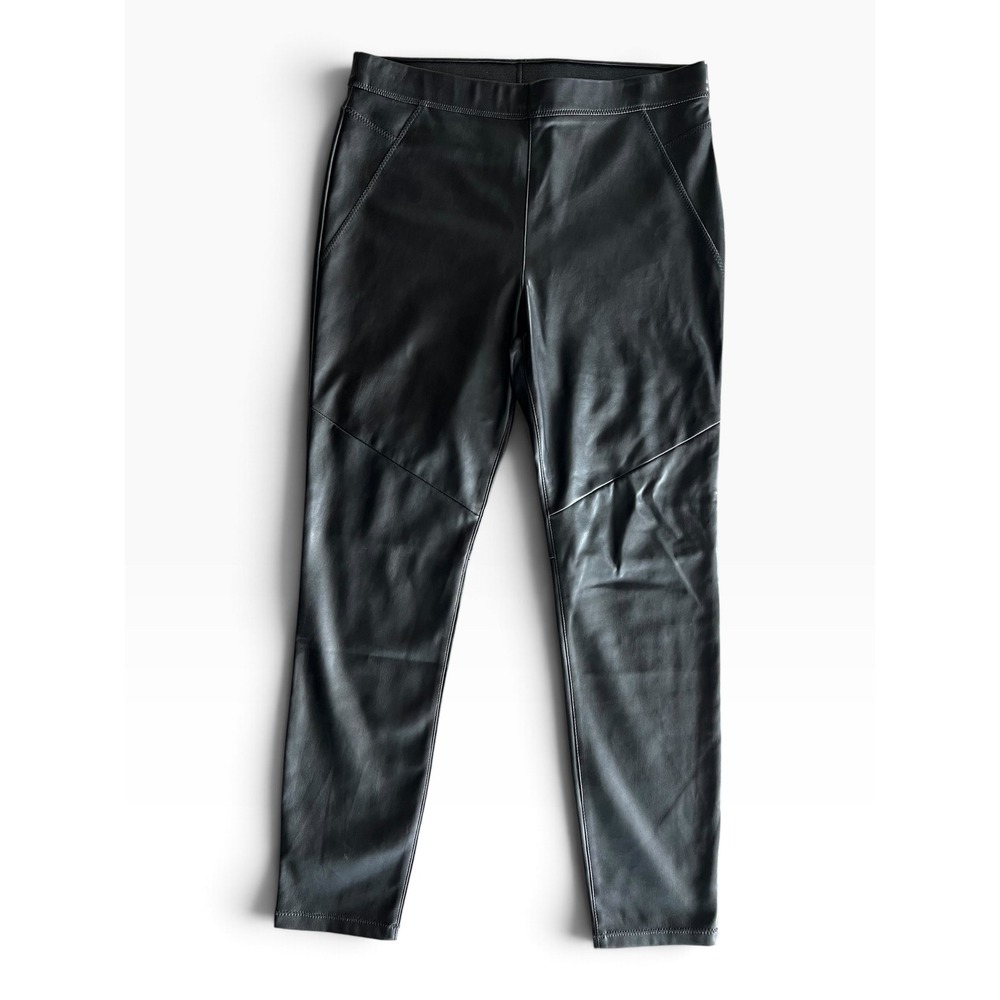 Free People Black Faux Vegan Leather Moto Leggings Pants Size 30